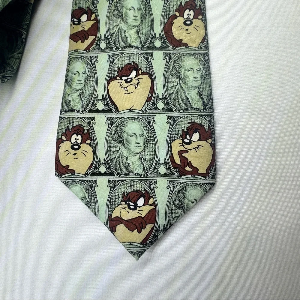 Looney Toons Tazmanian Devil Taz Dollar Bill Vintage Collectible Tie